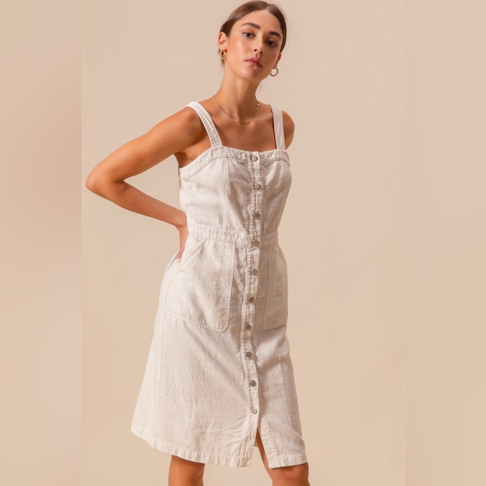 SO ME Button Down Pocket Front Pinafore Dress - Picture 6 of 16